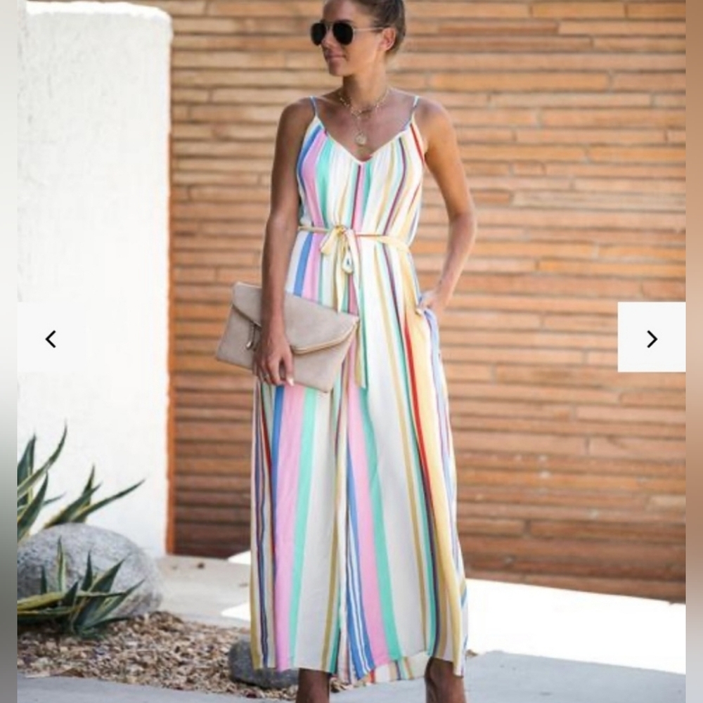 VICI MULTICOLOR STRIPED JUMPSUIT SIZE SMALL